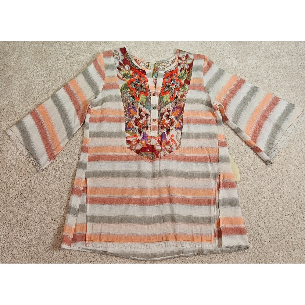 Festival Boho Western Aratta Silent Journey Tunic Top Womens XS Multicolor NWT